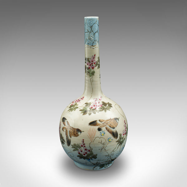 Pair Of Antique Single Stem Vases, Japanese, Ceramic, Meiji Period, Victorian