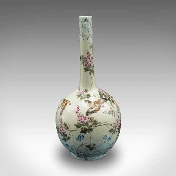 Pair Of Antique Single Stem Vases, Japanese, Ceramic, Meiji Period, Victorian