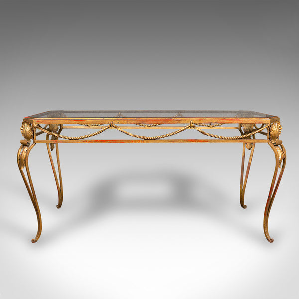 Antique Glazed Coffee Table, French, Brass, Art Nouveau, Early 20th, Circa 1920