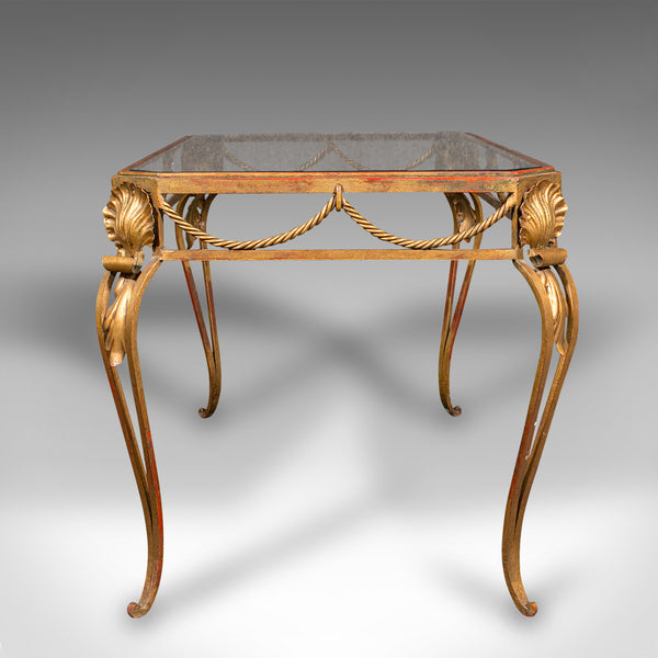 Antique Glazed Coffee Table, French, Brass, Art Nouveau, Early 20th, Circa 1920