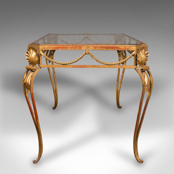 Antique Glazed Coffee Table, French, Brass, Art Nouveau, Early 20th, Circa 1920