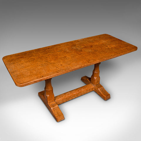 Vintage Coffee Table, English Oak, Cotswold School, After Mouseman, 20th Century