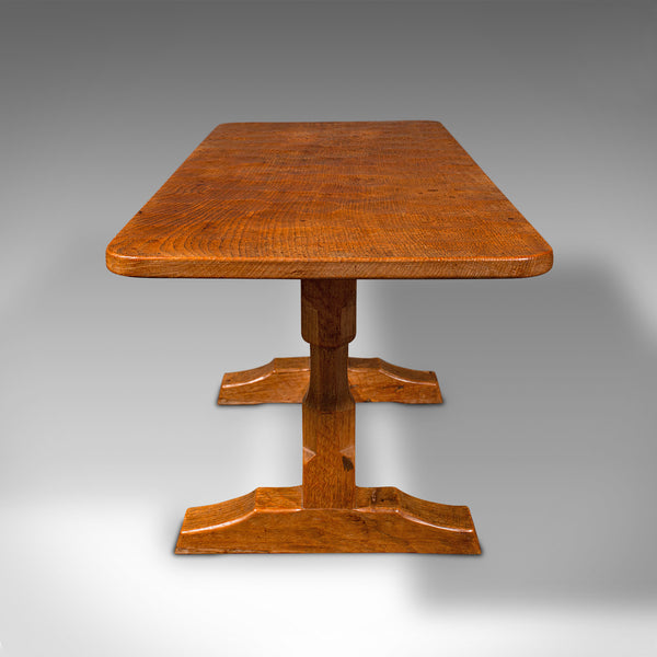 Vintage Coffee Table, English Oak, Cotswold School, After Mouseman, 20th Century