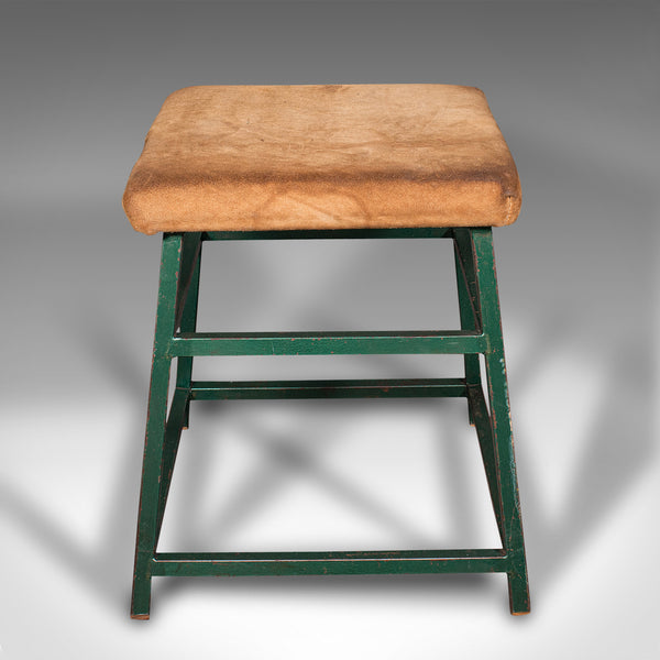 Large Vintage Industrial Lab Stool, English, Suede, Kitchen, Office Seat, C.1950