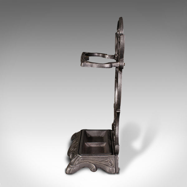 Vintage Hallway Stick Stand, English Cast Iron, Umbrella Rack, Art Nouveau Taste