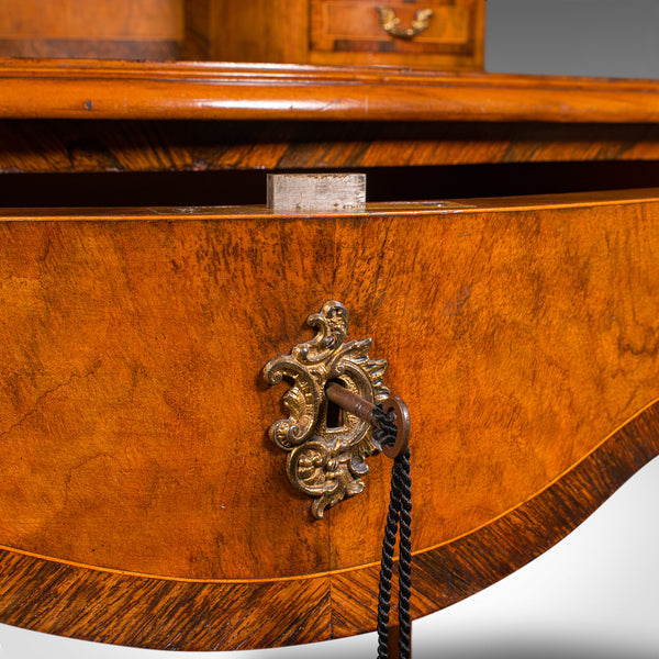 Antique Bonheur Du Jour, French, Walnut, Ladies Writing Desk, Victorian, C.1900