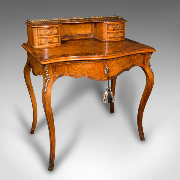 Antique Bonheur Du Jour, French, Walnut, Ladies Writing Desk, Victorian, C.1900