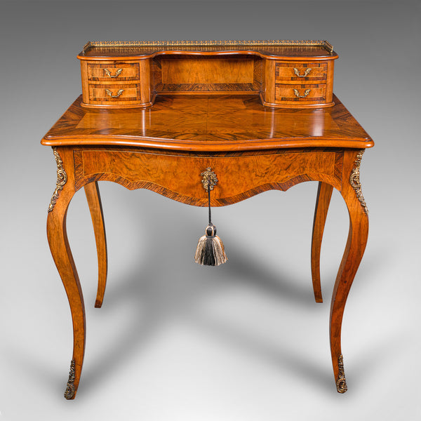 Antique Bonheur Du Jour, French, Walnut, Ladies Writing Desk, Victorian, C.1900