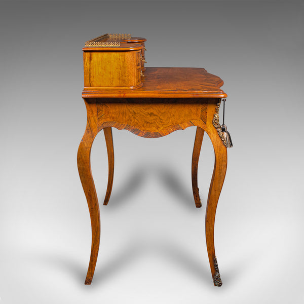 Antique Bonheur Du Jour, French, Walnut, Ladies Writing Desk, Victorian, C.1900