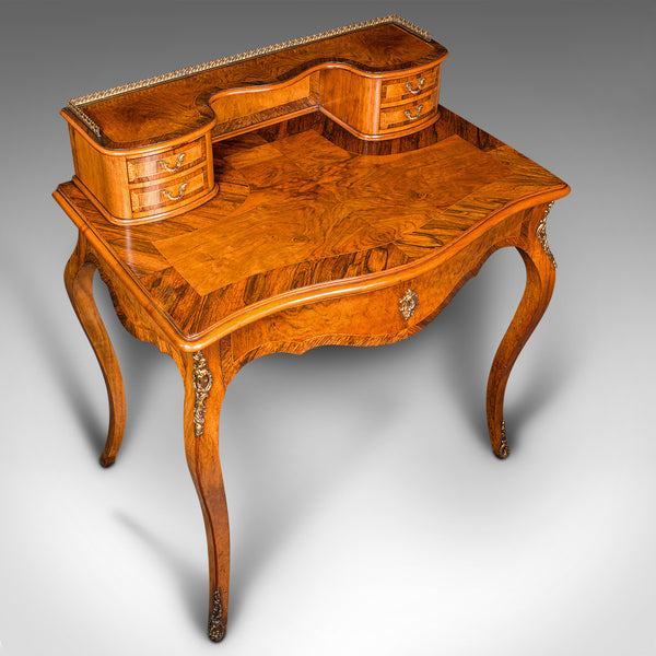 Antique Bonheur Du Jour, French, Walnut, Ladies Writing Desk, Victorian, C.1900