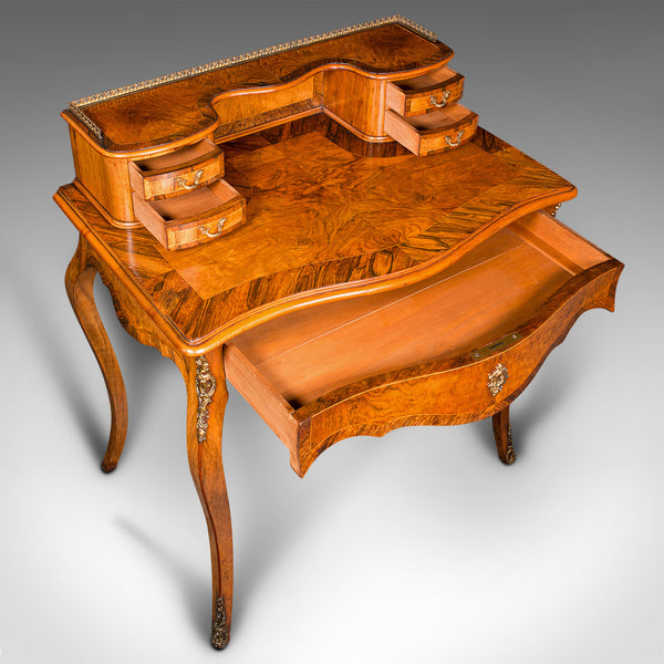 Antique Bonheur Du Jour, French, Walnut, Ladies Writing Desk, Victorian, C.1900