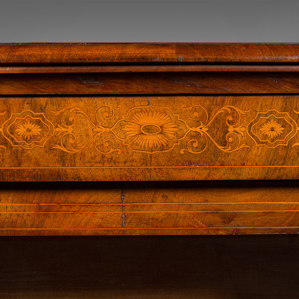 Antique Pier Cabinet, English, Walnut, Boxwood Inlay, Display Cupboard, Regency