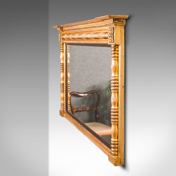 Large Antique Overmantle Mirror, English, Giltwood, Mercury Glass, Regency, 1820