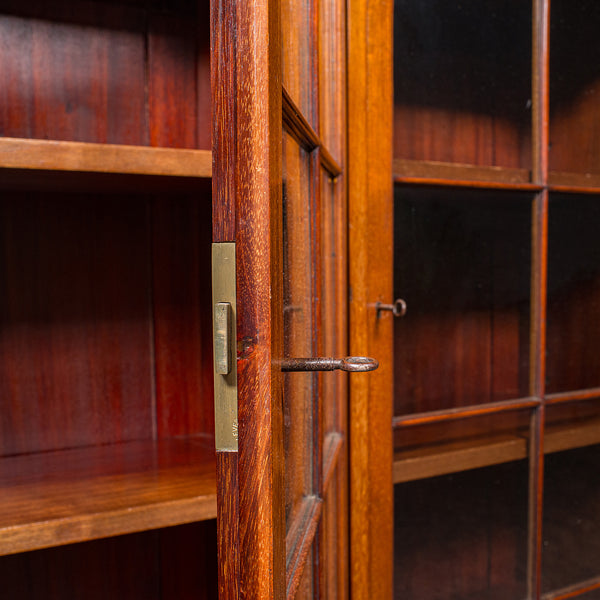 Antique Glazed Bookcase, English, Walnut, Library Cabinet, Edwardian, Circa 1910