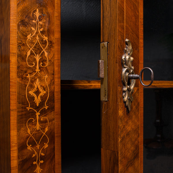 Antique Pier Cabinet, English, Walnut, Glazed Display Cupboard, Victorian, 1870