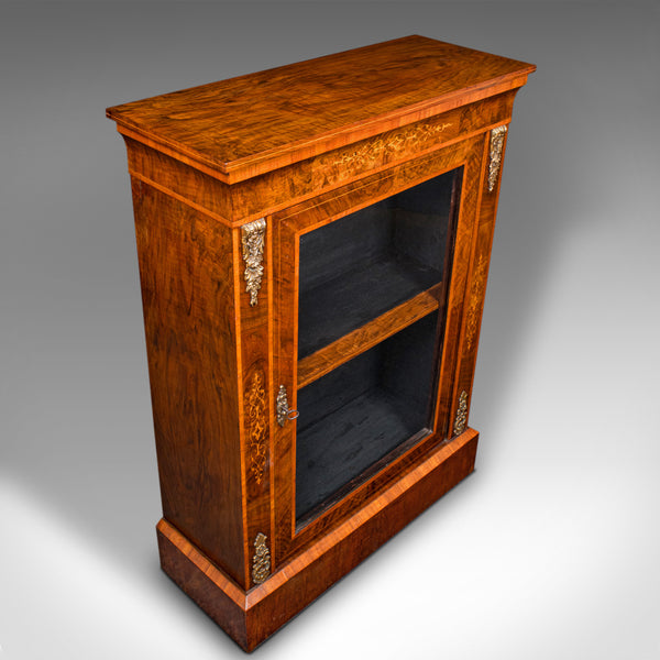 Antique Pier Cabinet, English, Walnut, Glazed Display Cupboard, Victorian, 1870