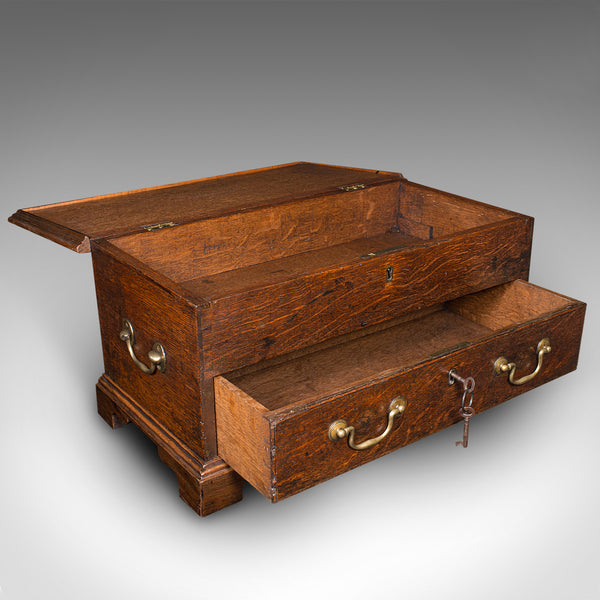 Antique Apprentice Mule Chest, English, Oak, Miniature Coffer, Desktop, Georgian