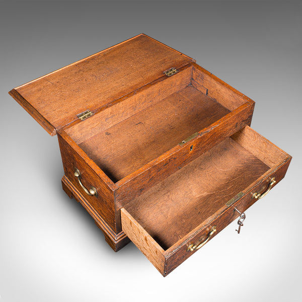 Antique Apprentice Mule Chest, English, Oak, Miniature Coffer, Desktop, Georgian