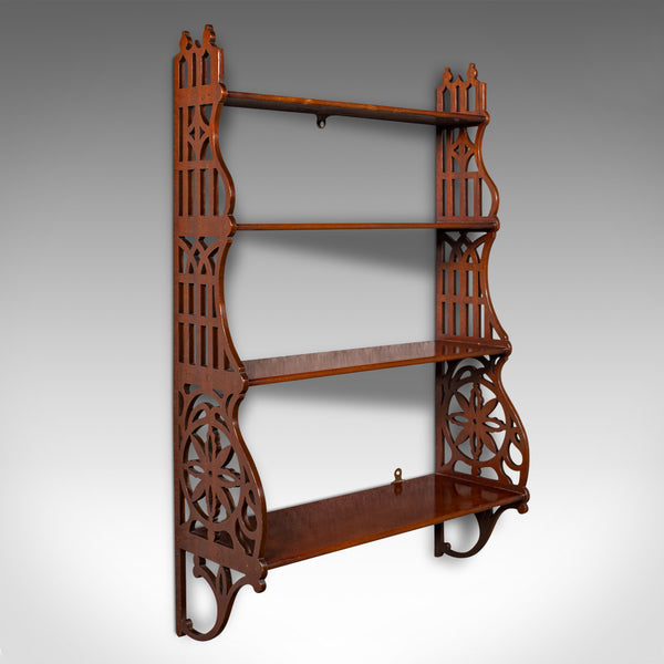 Antique 4-Tier Mounted Whatnot, English, Wall Display Shelves, Edwardian, C.1910