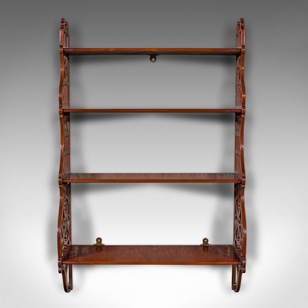 Antique 4-Tier Mounted Whatnot, English, Wall Display Shelves, Edwardian, C.1910