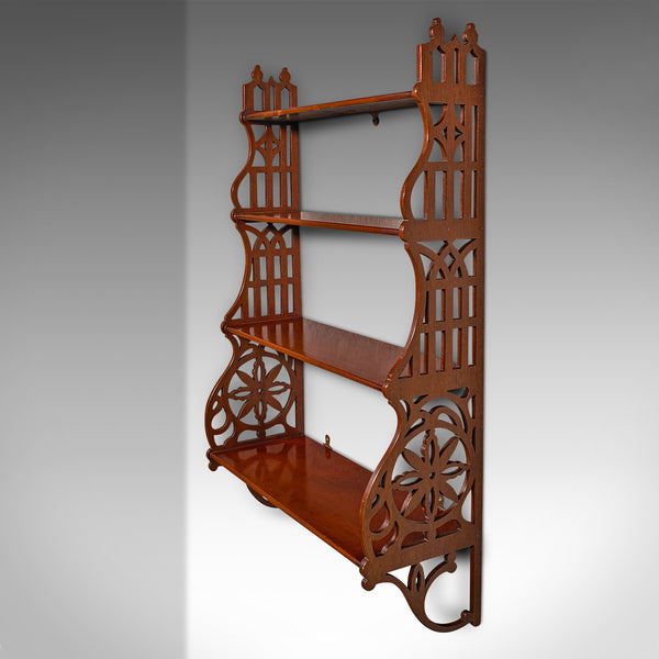 Antique 4-Tier Mounted Whatnot, English, Wall Display Shelves, Edwardian, C.1910