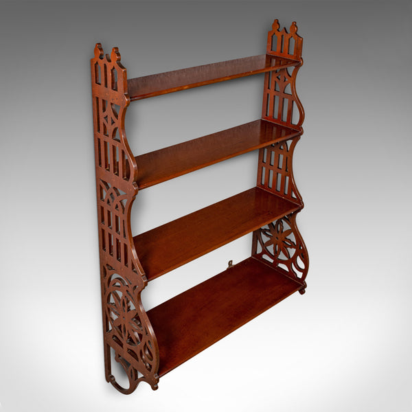 Antique 4-Tier Mounted Whatnot, English, Wall Display Shelves, Edwardian, C.1910