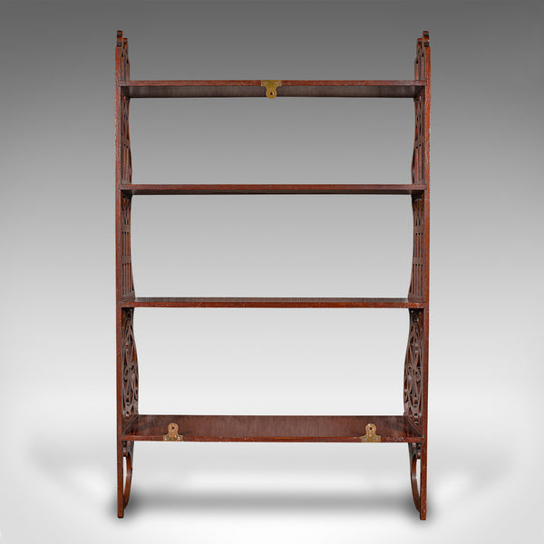 Antique 4-Tier Mounted Whatnot, English, Wall Display Shelves, Edwardian, C.1910