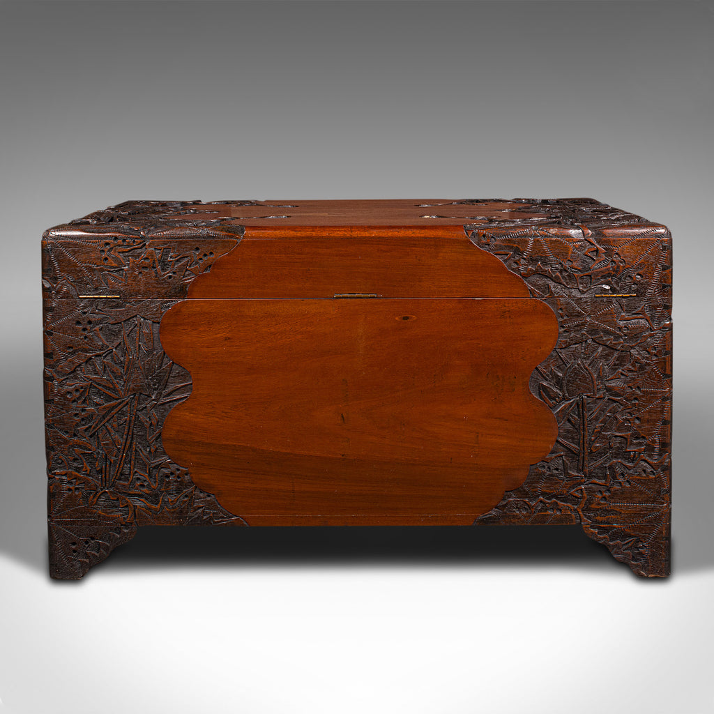 Rustic Line Chest Large Vintage Carved Linen Chest, Oriental, Teak, Camphor, Trunk ...
