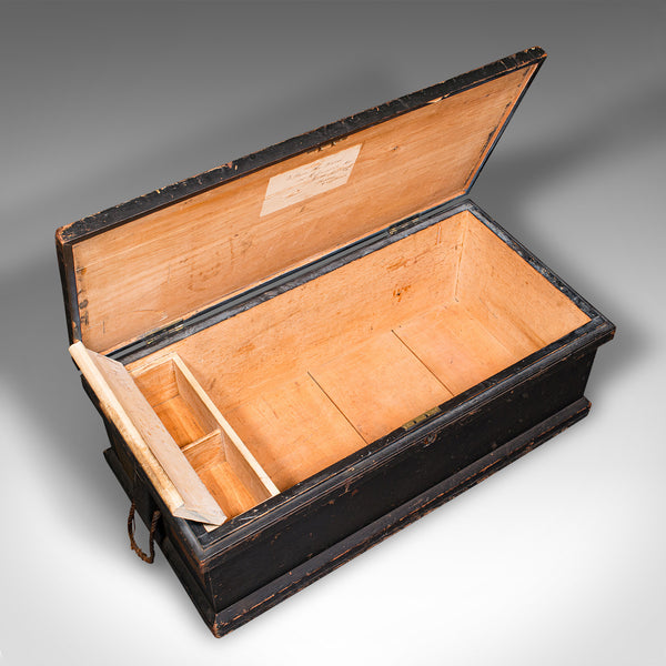 Antique Shipwright's Chest, English, Stained Pine, Workman's Trunk, Victorian