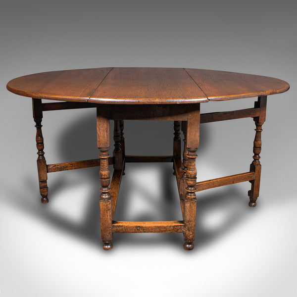 Antique 4-6 Seat Gate Leg Table, English, Oak, Extending, Farmhouse, Georgian