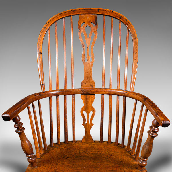 Antique Windsor Chair, English, Elm, Elbow, Armchair, Country House, Victorian