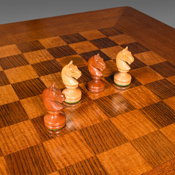 Antique Chess Table, English Oak, Games Table, Cotswold School, Mid 20th Century