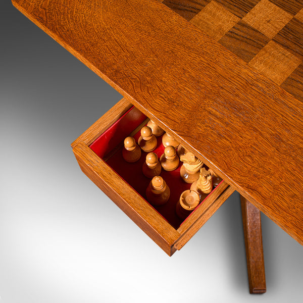 Antique Chess Table, English Oak, Games Table, Cotswold School, Mid 20th Century