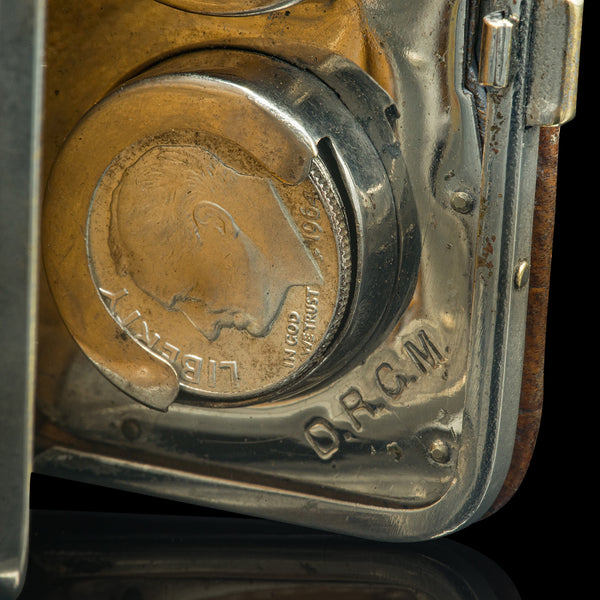 Antique Gentleman's Money Clip, German, Leather, Pocket Coin Holder, Edwardian