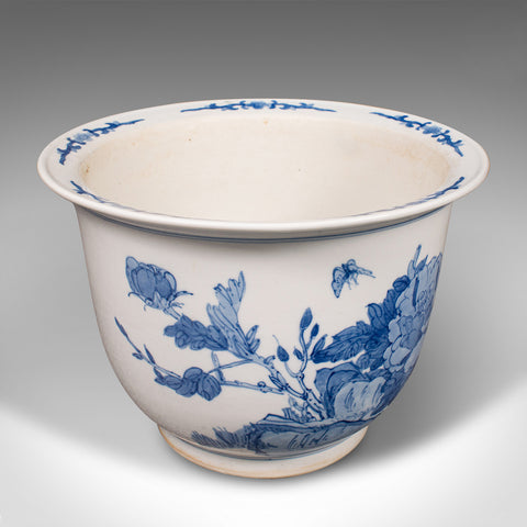 Vintage Decorative Planter, Chinese, Ceramic, Blue and White, Jardiniere, Pot