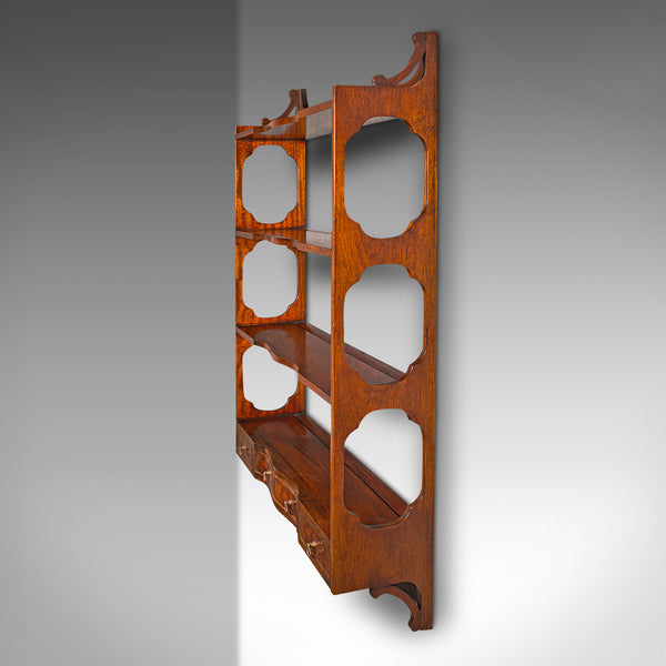 Vintage Georgian Revival Whatnot, English, Walnut, Mounted Shelves, Circa 1980