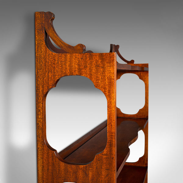 Vintage Georgian Revival Whatnot, English, Walnut, Mounted Shelves, Circa 1980
