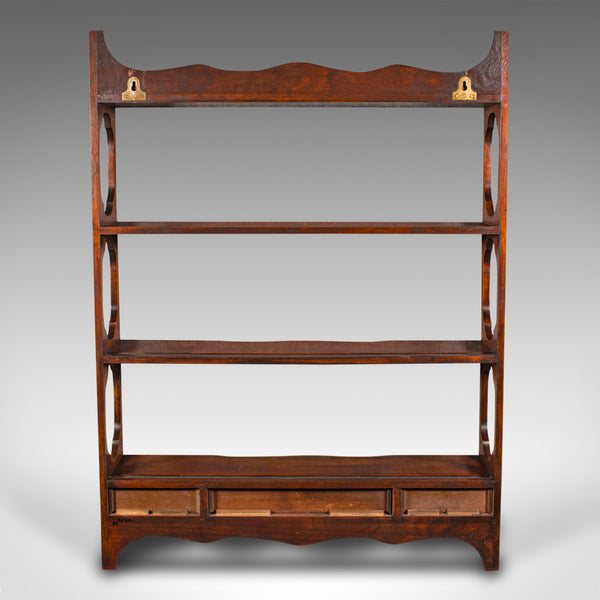 Vintage Georgian Revival Whatnot, English, Walnut, Mounted Shelves, Circa 1980