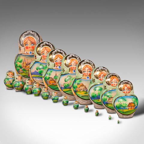 Vintage Nesting Doll, Continental, Handpainted, 20 piece Matryoshka Set, Decor