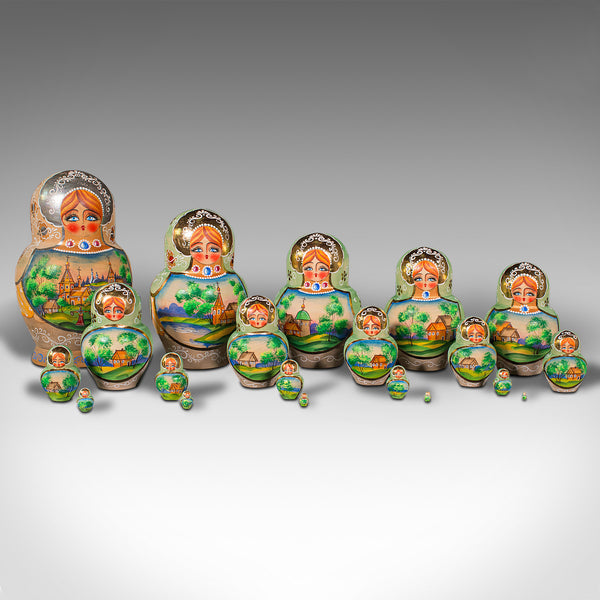 Vintage Nesting Doll, Continental, Handpainted, 20 piece Matryoshka Set, Decor