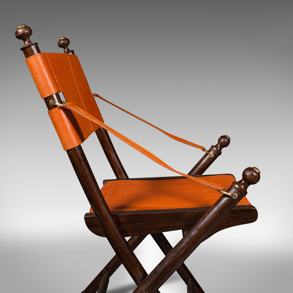 Pair Of Contemporary Veranda Chairs, English, Leather, Orangery, Folding Seat