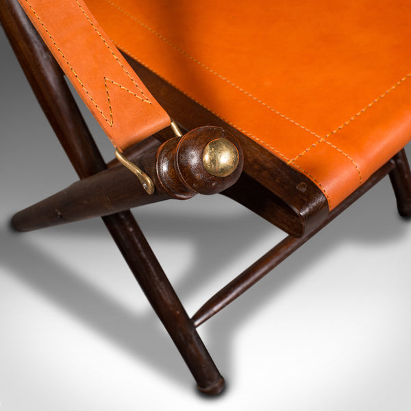 Pair Of Contemporary Veranda Chairs, English, Leather, Orangery, Folding Seat