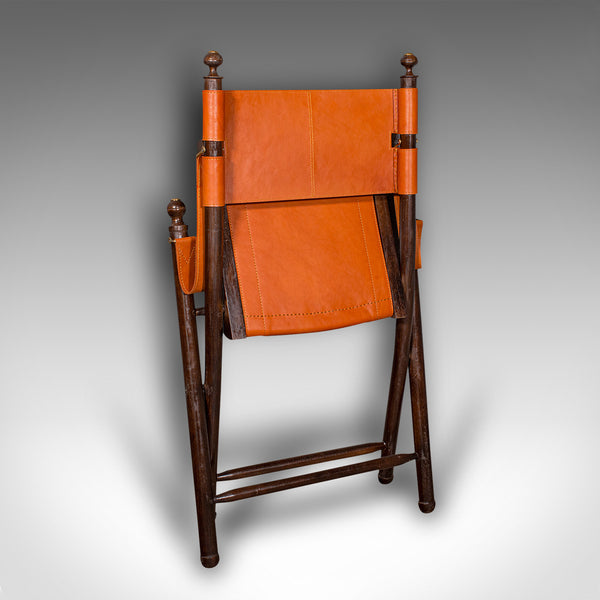 Pair Of Contemporary Veranda Chairs, English, Leather, Orangery, Folding Seat