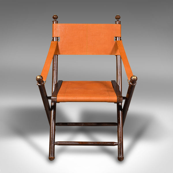 Pair Of Contemporary Veranda Chairs, English, Leather, Orangery, Folding Seat