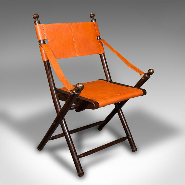 Pair Of Contemporary Veranda Chairs, English, Leather, Orangery, Folding Seat