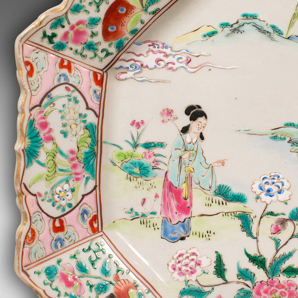 Antique Decorative Serving Plate, Japanese, Ceramic, Charger, Meiji, Victorian