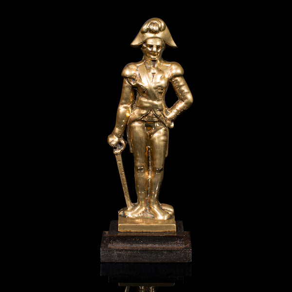 Antique Figural Doorstop, English, Brass, Lord Nelson, Door Keep, Late Georgian