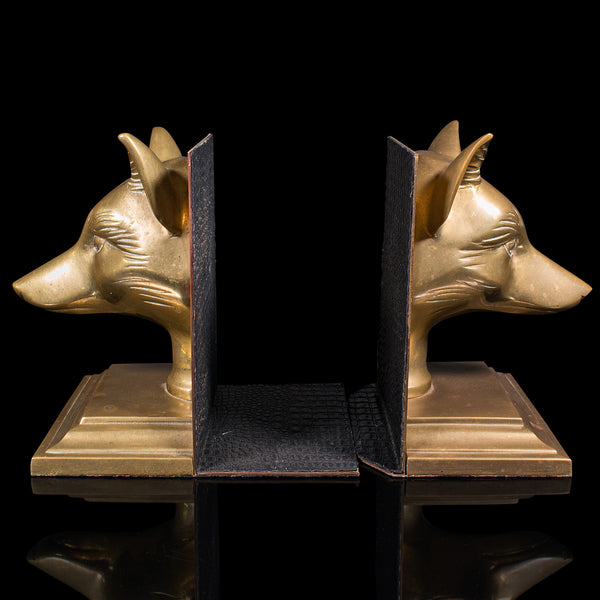 Pair Of Antique Fox Bookends, English, Brass, Decorative, Book Rest, Victorian