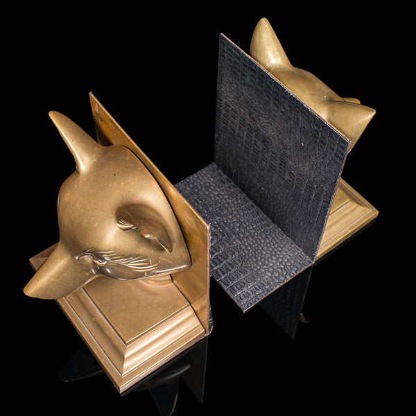 Pair Of Antique Fox Bookends, English, Brass, Decorative, Book Rest, Victorian