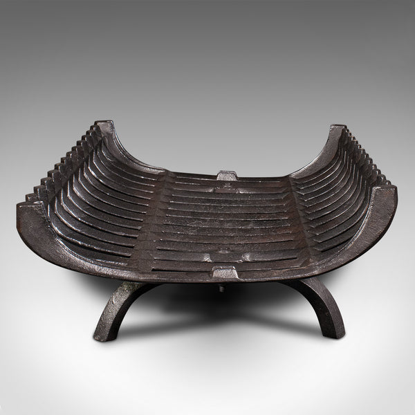 Antique Fire Grate, English, Cast Iron, Basket Fireplace, Late Victorian, C.1900